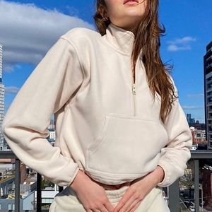 TNA Fleece Cropped Zip Sweater
